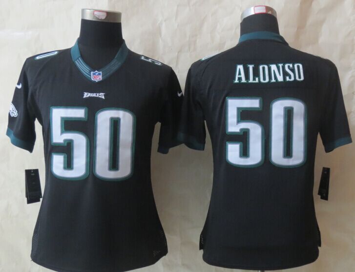 Women New Nike Philadelphia Eagles 50 Alonso Black Limited Jerseys