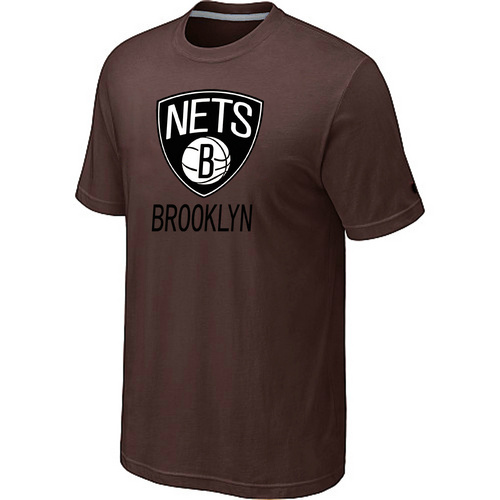 NBA Brooklyn Nets logo mens T-shirt Brown