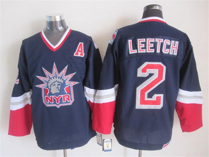 NHL New York Rangers #2 Leetch Dark Blue CCM Jersey