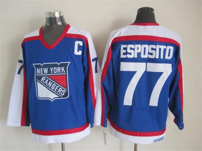 NHL New York Rangers #77 Esposito Blue New Jersey with C Patch