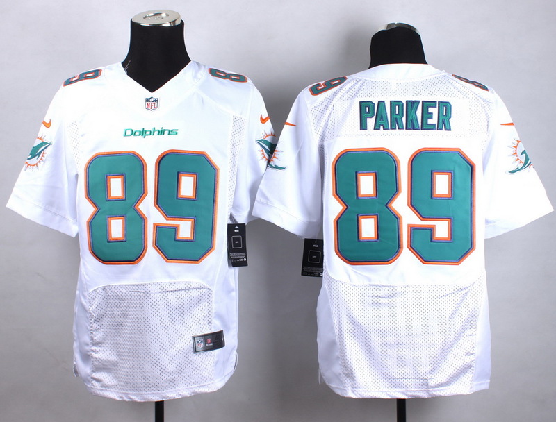 Nike Miami Dolphins #89 Parker White Elite Jersey