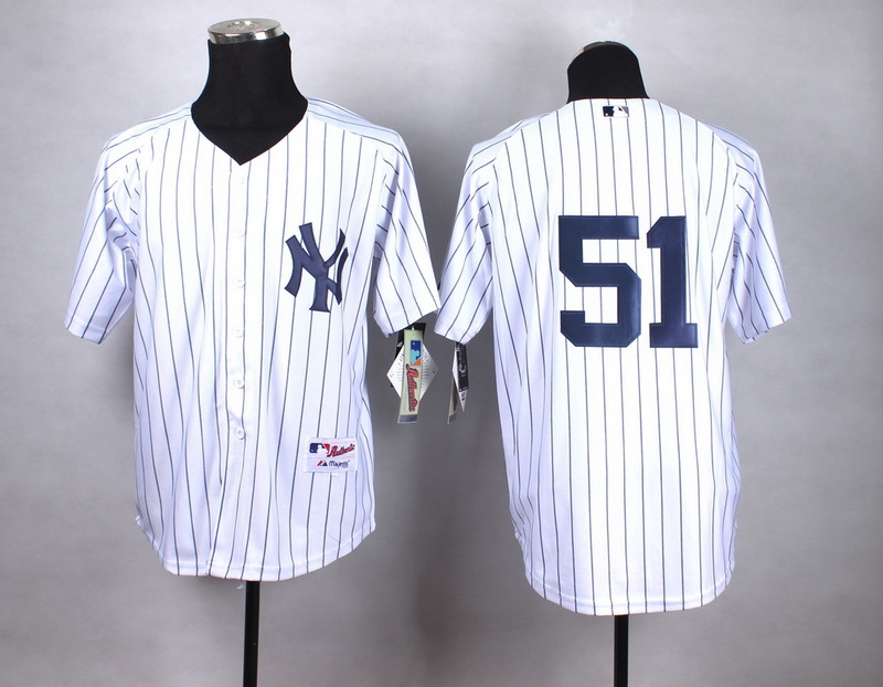 MLB New York Yankees #51 Bernie Williams White Pinstripe Jersey