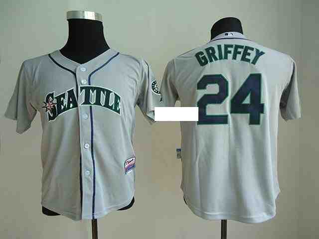 MLB Youth Jerseys Seattle Mariners 24 Griffey Grey Jersey