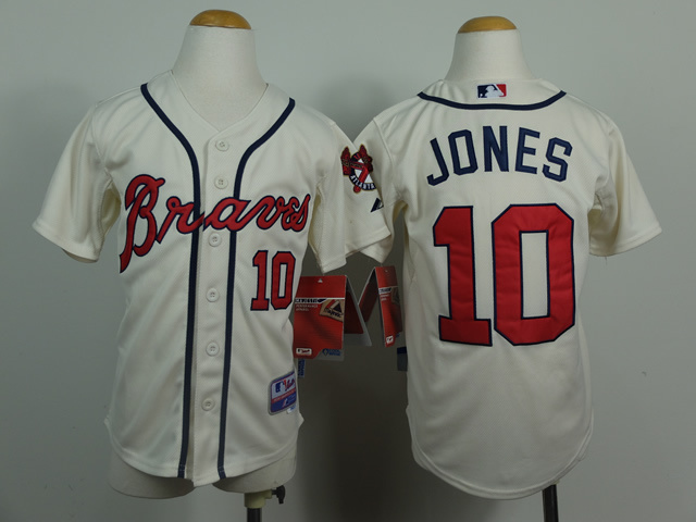 MLB Kids Jersey Atlanta Braves #10 jones beige Jersey