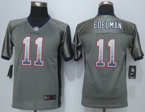 Youth 2014 New Nike New England Patriots 11 Edelman Drift Fashion Grey Elite Jerseys