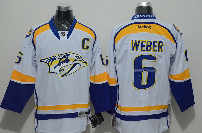 NHL Nashville Predators #6 Weber White Jersey with C Patch