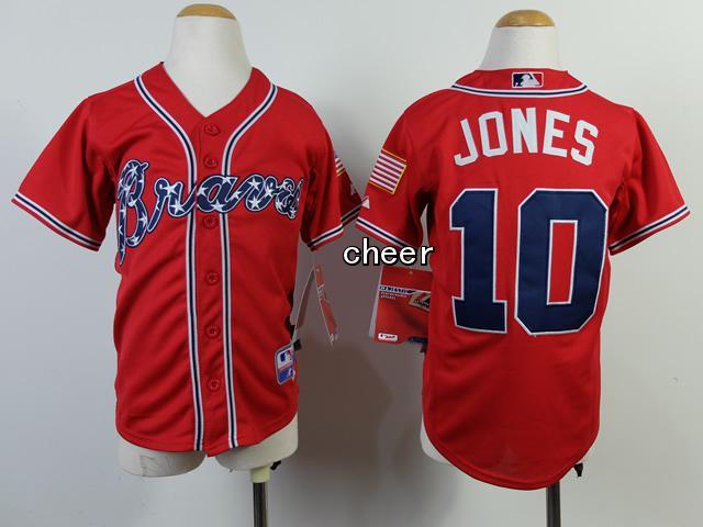 MLB kids Jersey Atlanta Braves #10 Jones red Jersey