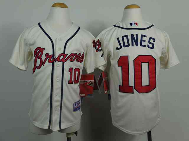 MLB Kids Jersey Atlanta Braves #10 jones beige Jersey 