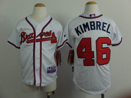 MLB Atlanta Braves #46 Craig Kimbrel White Kids Jersey