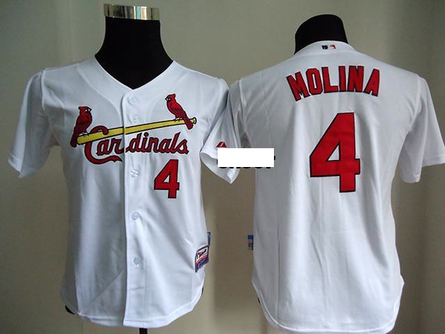 MLB St. Louis Cardinals #4 Molina White Kid Jersey