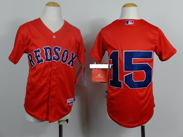 MLB Kid Jerseys Boston Red Sox #15 pedroia Red Jersey