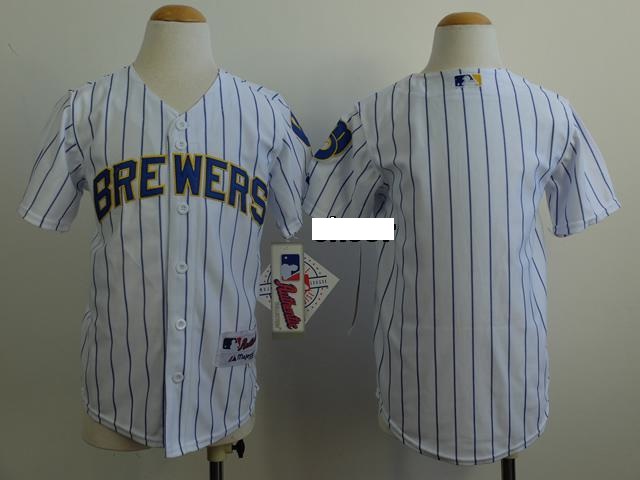 MLB Kids Jersey Milwaukee Brewers blank white blue stripe Jersey