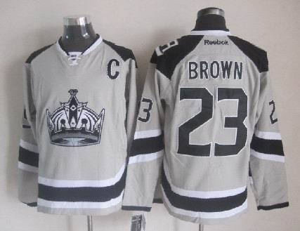 NHL Los Angeles Kings #23 Brown Grey Jersey
