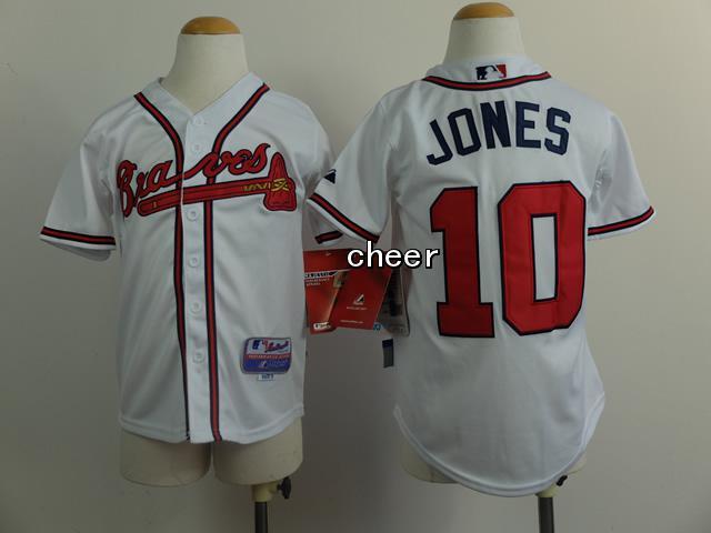 MLB Kids Jersey Atlanta Braves #10 jones white Jersey