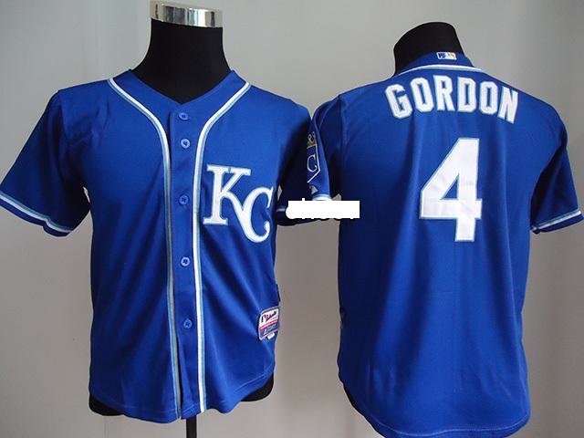 MLB Kansas City Royals #4 Gordon Blue Kid Jersey