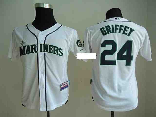 MLB Youth Jerseys Seattle Mariners 24 Griffey White Jersey