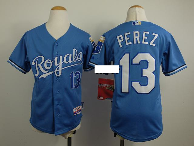 MLB KID Jersey Kansas Royals #13 perez blue Jersey