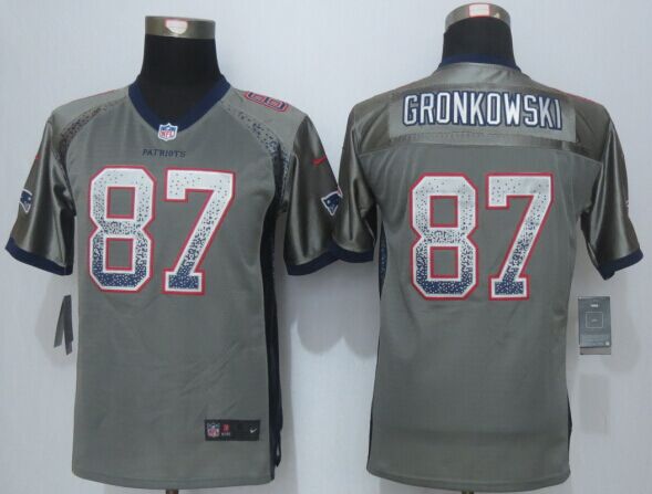 Youth 2014 New Nike New England Patriots 87 Gronkowski Drift Fashion Grey Elite Jerseys
