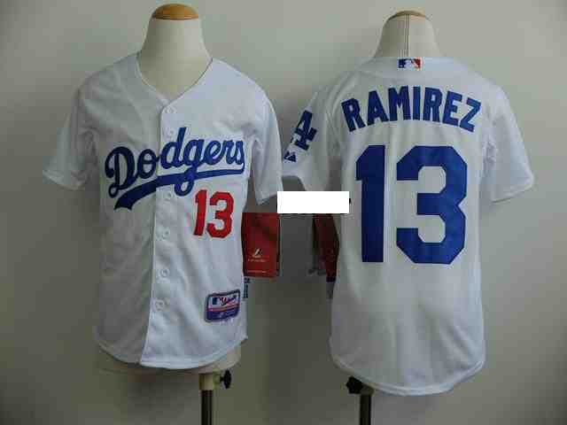 MLB Kids Jersey Los Angoles Dodgers #13 ramirez whtie Jersey