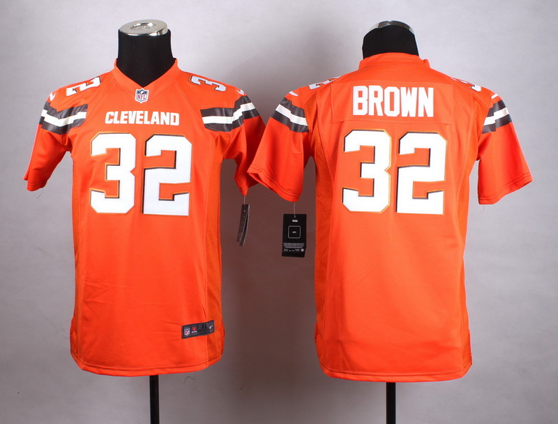 Nike Cleveland Browns #32 Brown Orange Kids Jersey