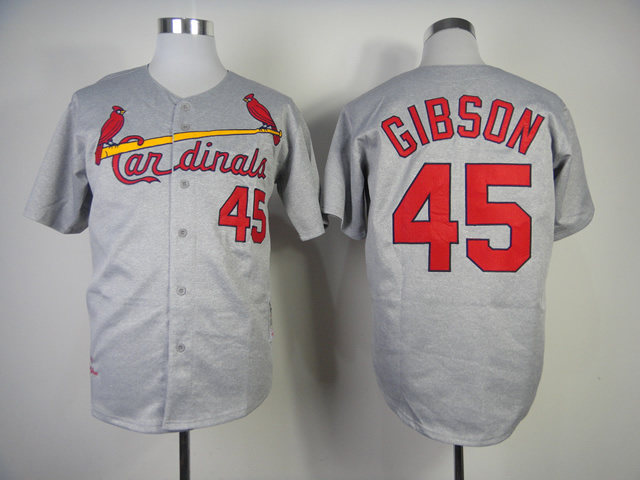 MLB Jerseys St. Louis Cardinals #45 Bob Gibson Grey Throwback Jersey