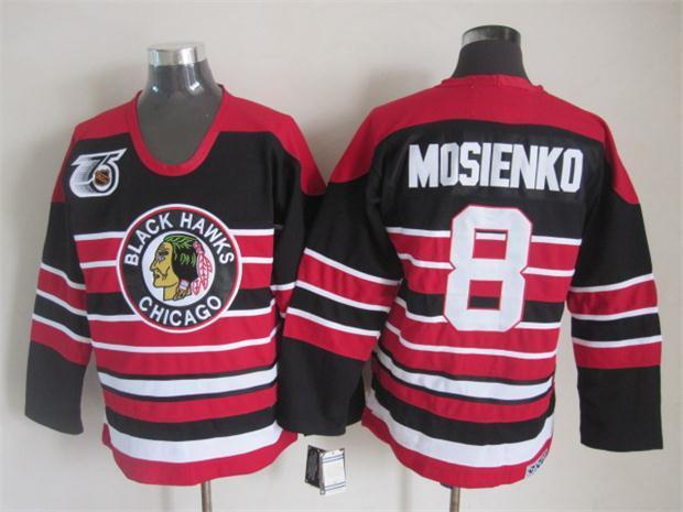 NHL Chicago Blackhawks #8 Mosienko red 75th CCM Throwback Jersey