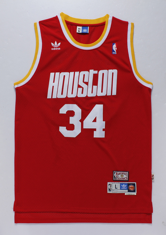 NBA Houston Rockets #34 Hakeem Olajuwon Red Throwback Jersey 