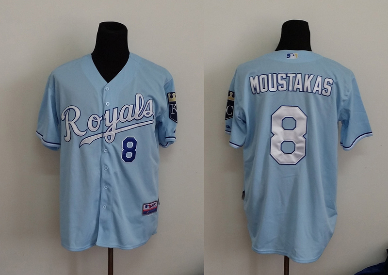 MLB Kansas City royals #8 Moustakas Light Blue Jersey