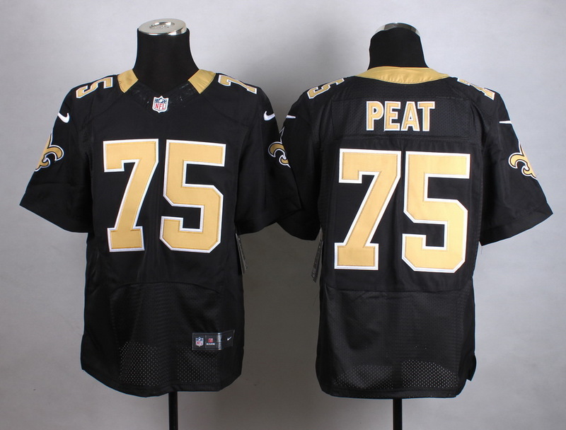 Nike New Orleans Saints #75 Peat Black Elite Jersey