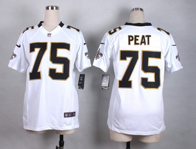Nike New Orleans Saints #75 Peat White Women Jersey