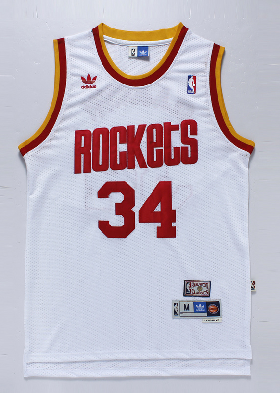 NBA Houston Rockets #34 Hakeem Olajuwon White Throwback Jersey 