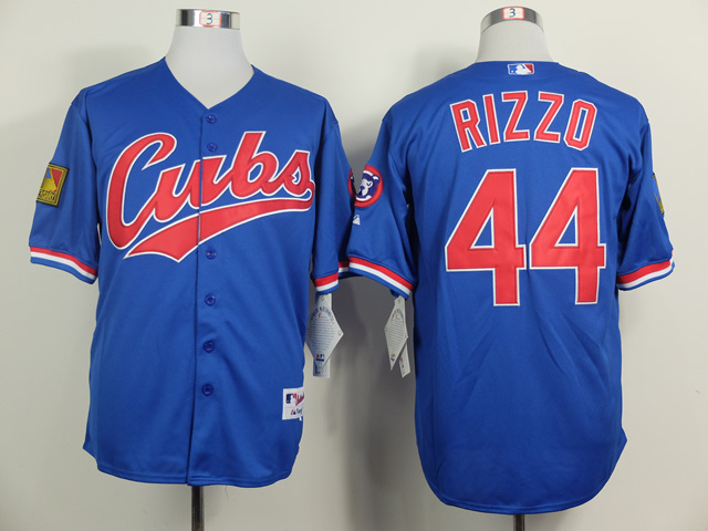 MLB Chicago Cubs #44 Anthony Rizzo Blue Throwback Jersey