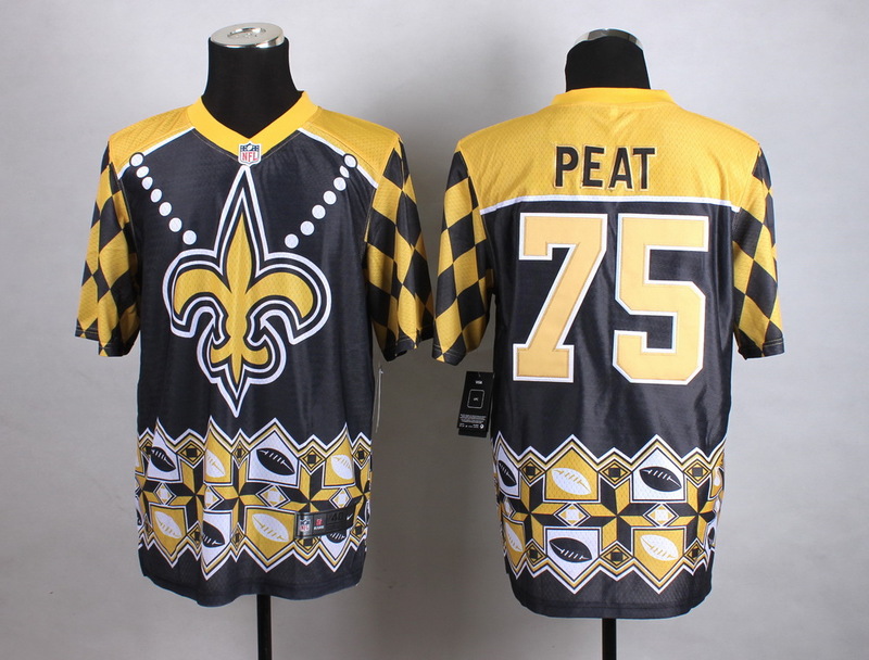 Nike New Orleans Saints #75 Peat New Style Noble Fashion Elite jersey