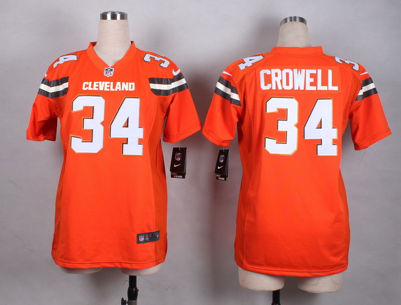 Nike Cleveland Browns #34 Crowell Orange Women Jersey