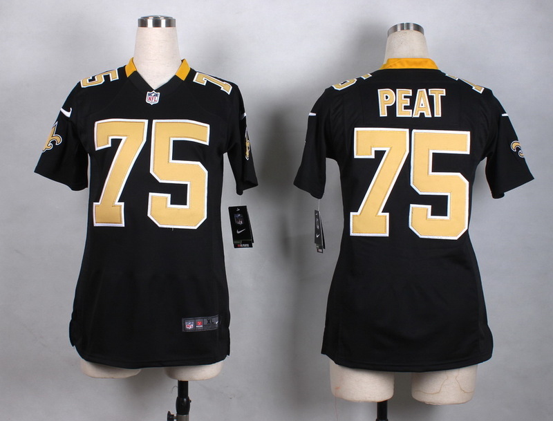 Nike New Orleans Saints #75 Peat Black Women Jersey