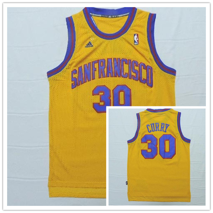 NBA Golden State Warriors #30 Curry Yellow San Francisco Style Jersey