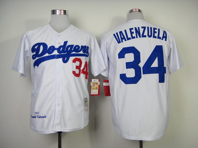 MLB Los Angeles Dodgers #34 Valenzuela White 1995 Throwback Jersey