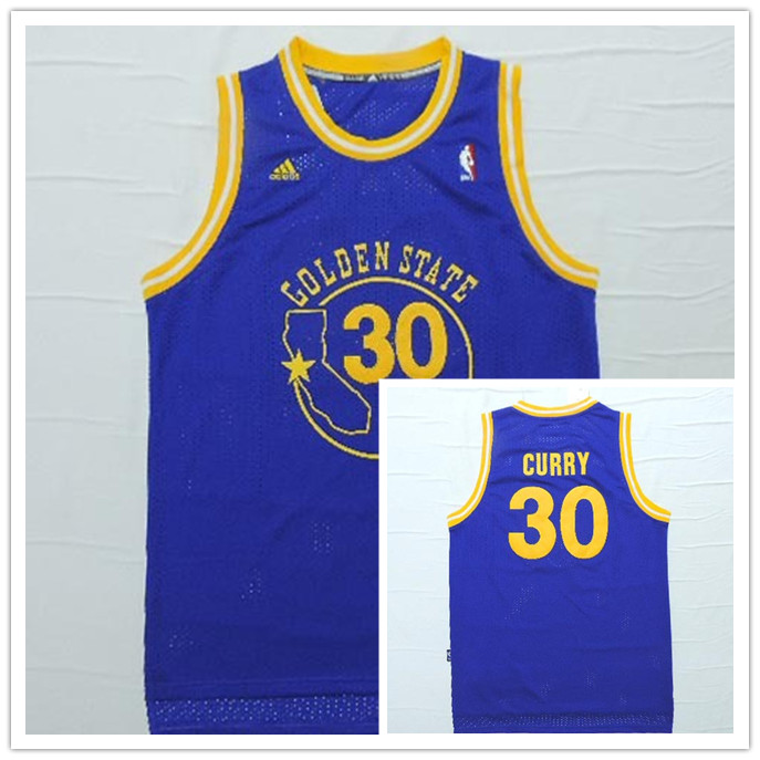 NBA Golden State Warriors #30 Curry Throwback Blue Jersey