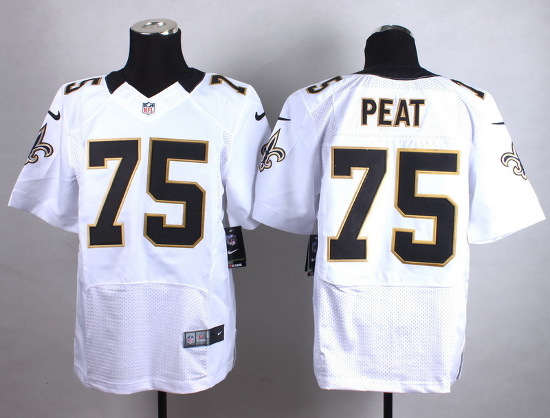 Nike New Orleans Saints #575 Peat White Elite jersey