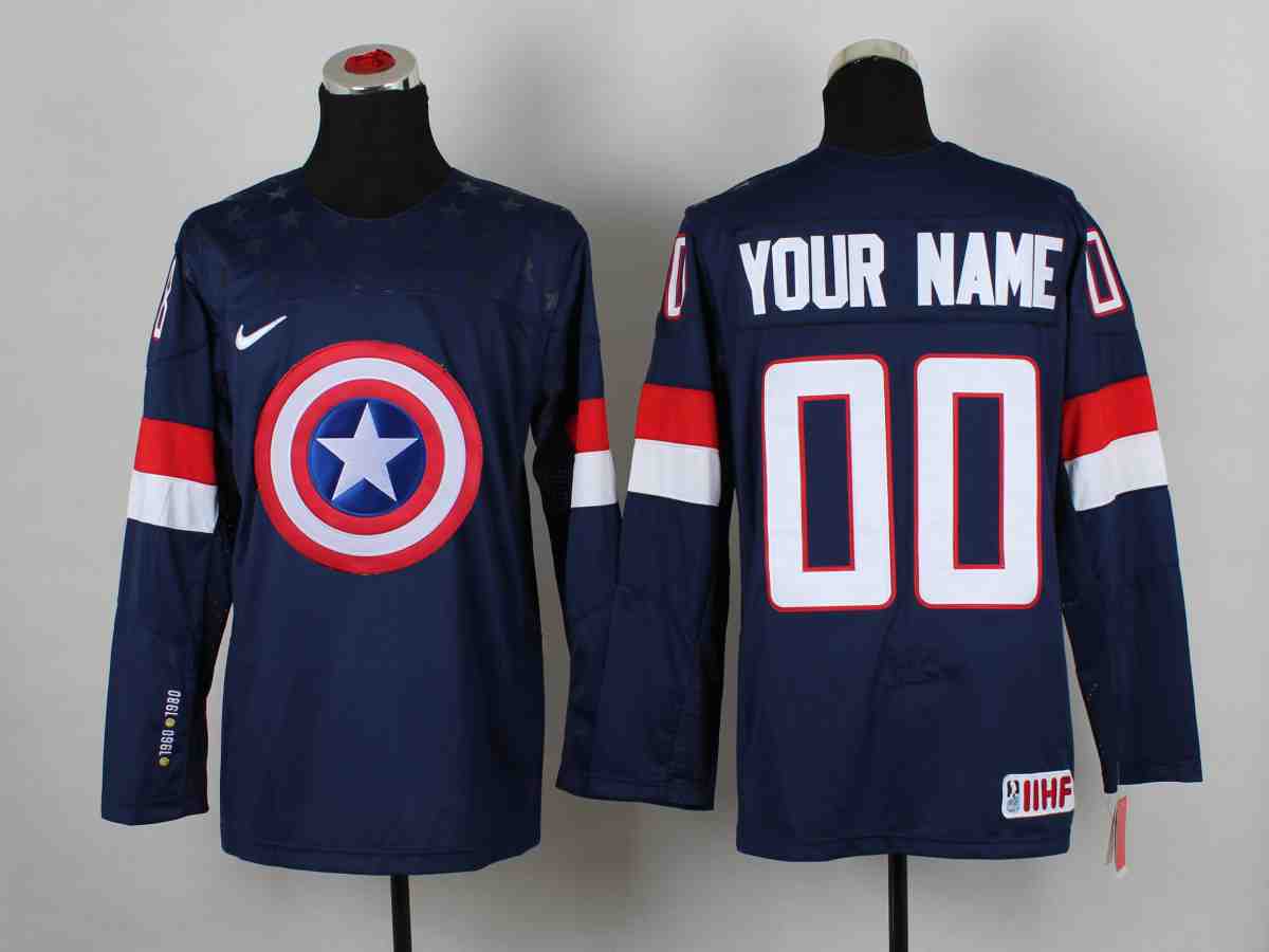NHL America Captain Blue Custom Jersey