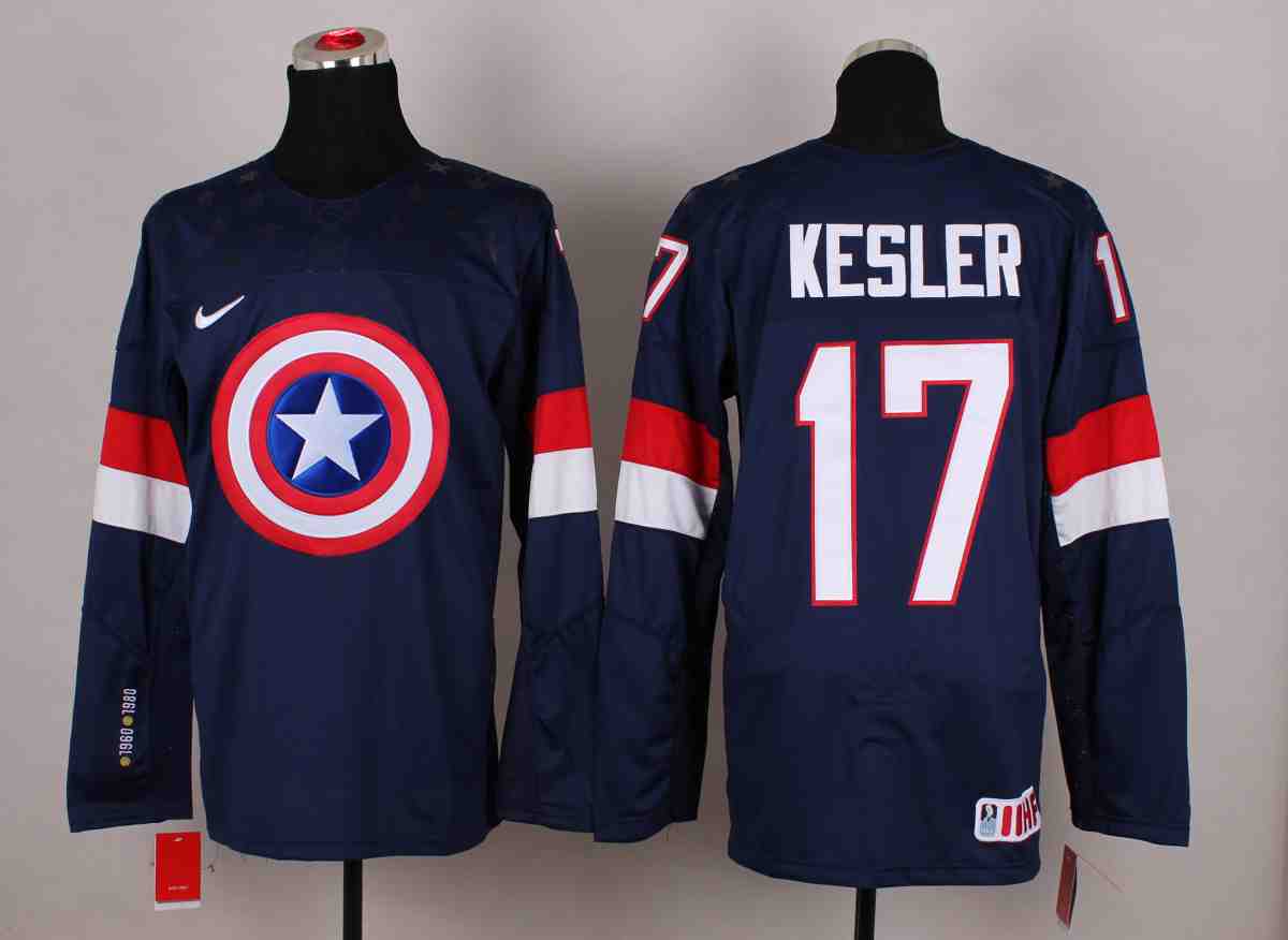 NHL Anaheim Ducks #17 Kesler Blue White America Captain Jersey