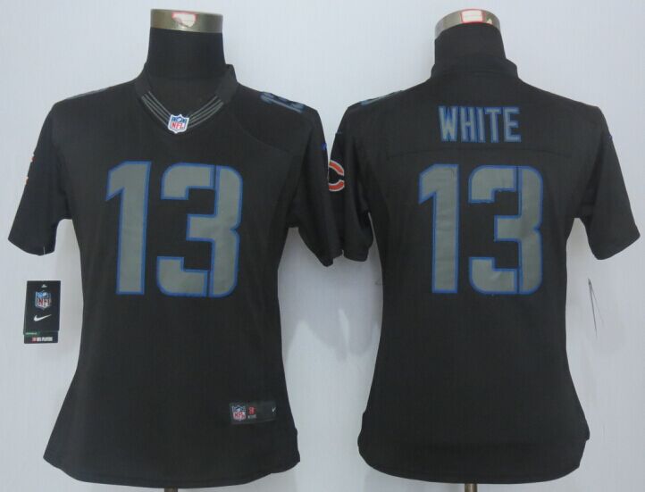 Womens Nike Chicago Bears 13 White Impact Limited Black Jerseys