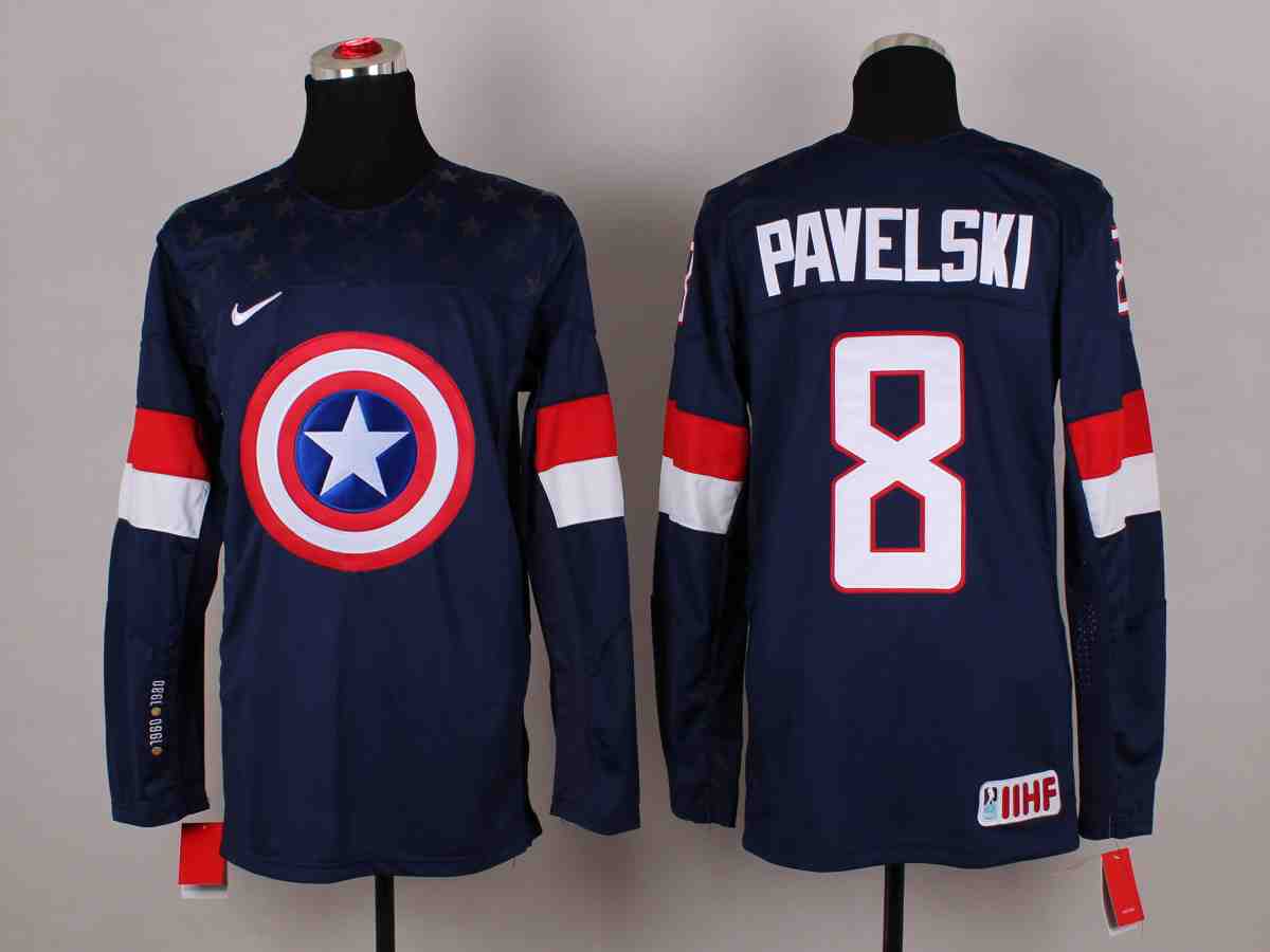 NHL San Jose Sharks #8 Pavelski Blue America Captain Jersey
