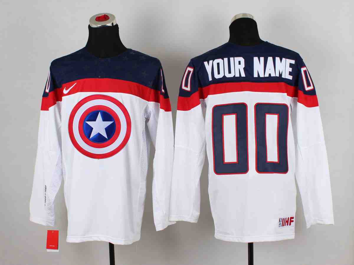 NHL America Captain White Custom Jersey