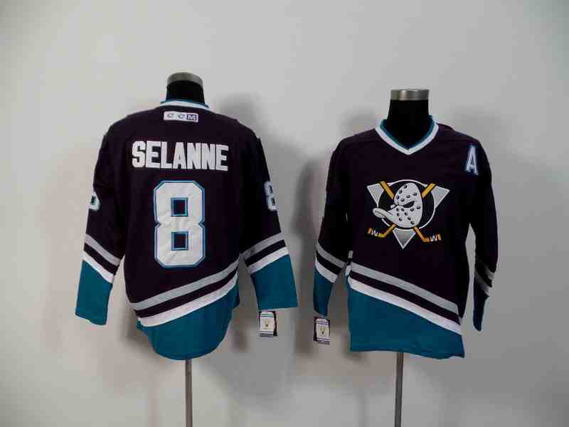 NHL Anaheim Ducks #8 Selanne Black Jersey