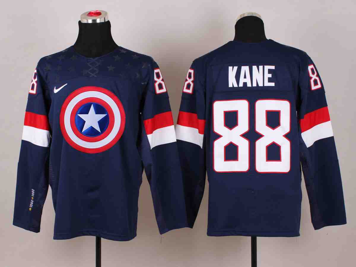 NHL Chicago Blackhawks #88 Kane Blue America Captain Jersey