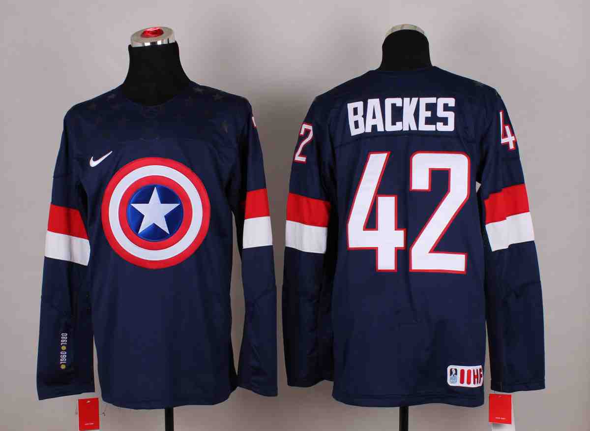 NHL St.Louis Blues #42 backes Blue America Captain Jersey