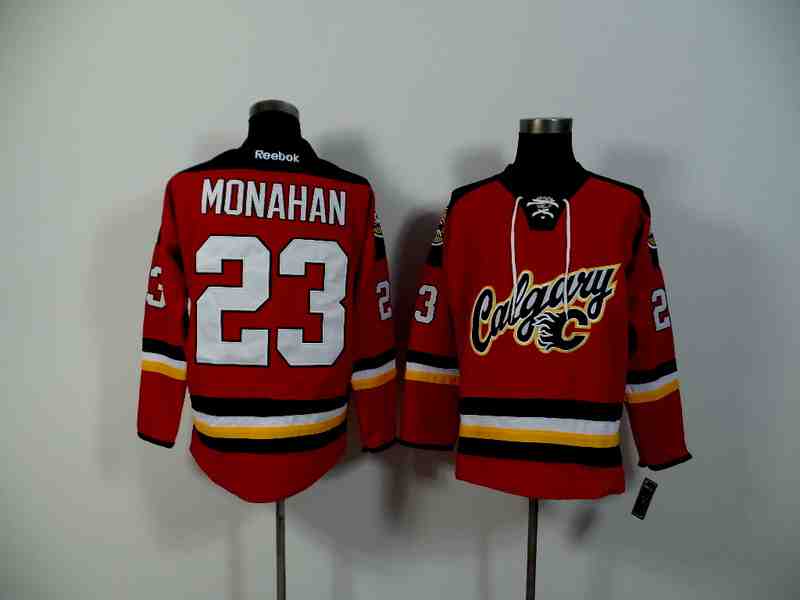 NHL Calgary Flames #23 Monahan Red Jersey