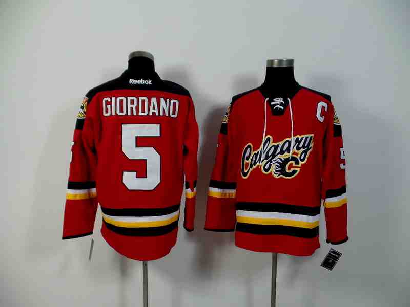 NHL Calgary Flames #5 Giordano Red Jersey