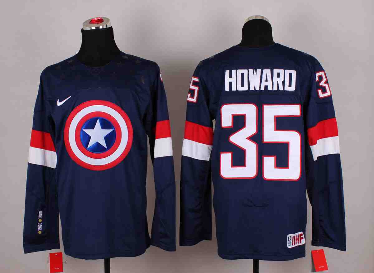 NHL Detroit Red Wings #35 Howard Blue America Captain Jersey